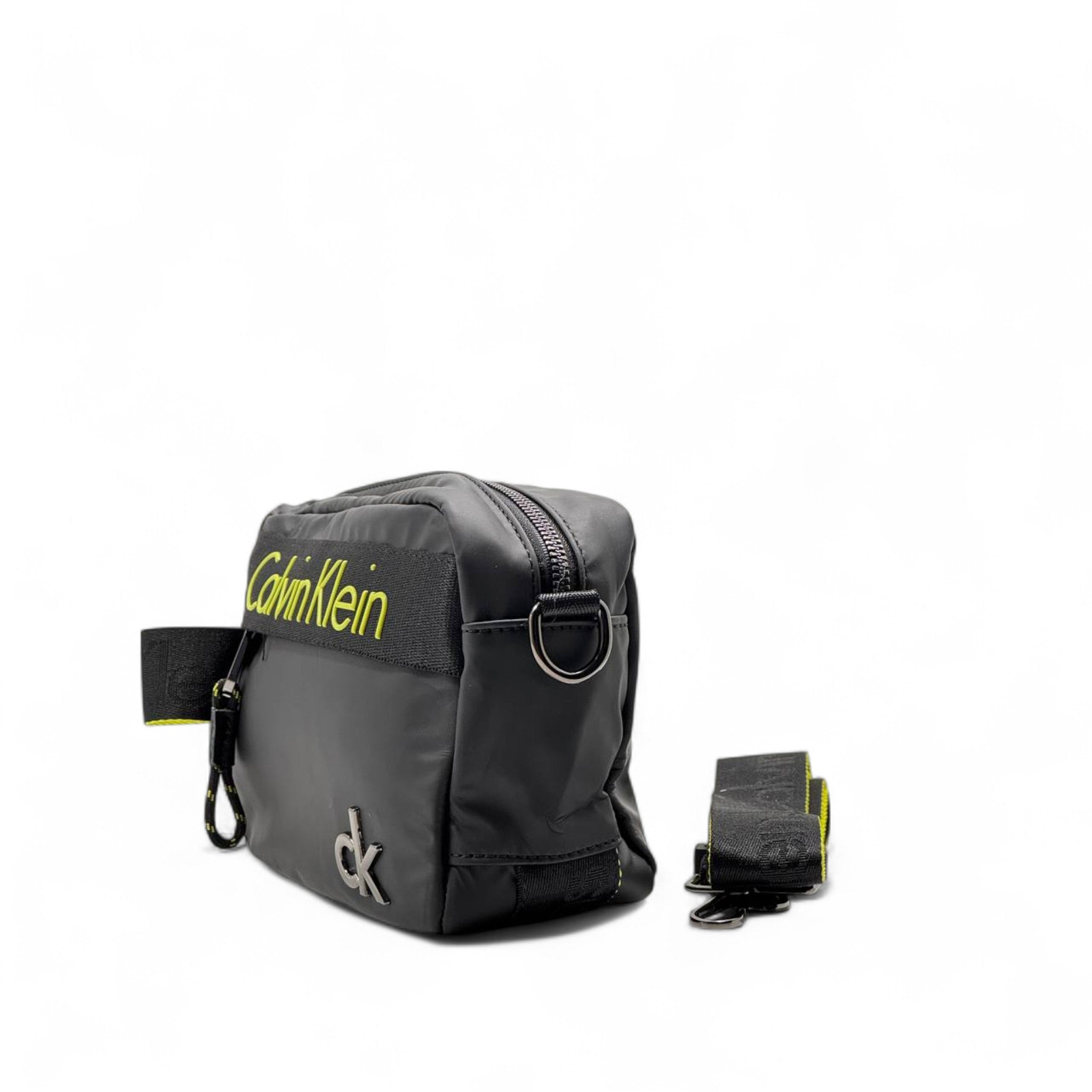 🖤 Calvin Klein Crossbody Bag – Urban Tech Edition with Neon Logo Strap 🟢