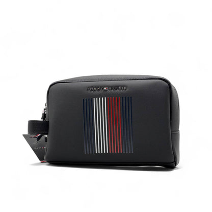 🧳 Tommy Hilfiger Black Signature Pouch – Luxe Stripe Edition 🇺🇸