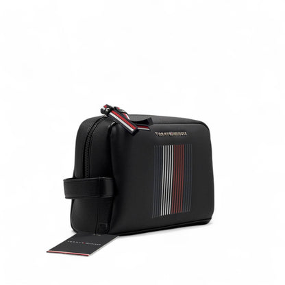 🧳 Tommy Hilfiger Black Signature Pouch – Luxe Stripe Edition 🇺🇸