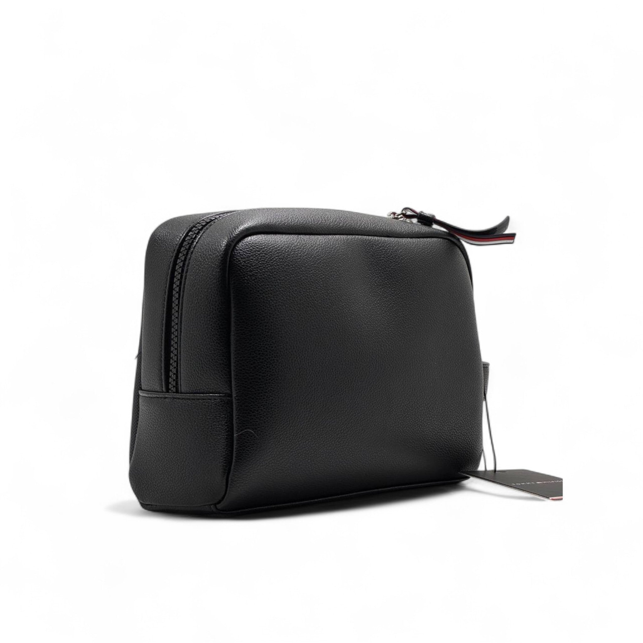 🧳 Tommy Hilfiger Black Signature Pouch – Luxe Stripe Edition 🇺🇸