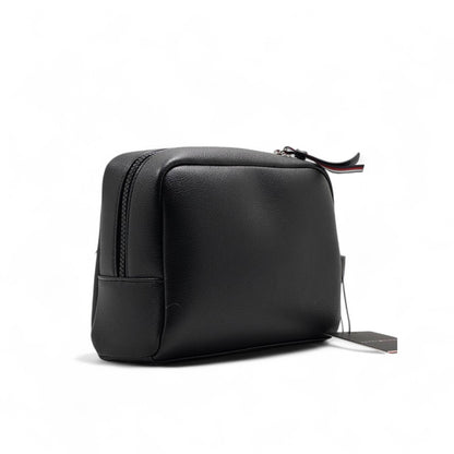 🧳 Tommy Hilfiger Black Signature Pouch – Luxe Stripe Edition 🇺🇸