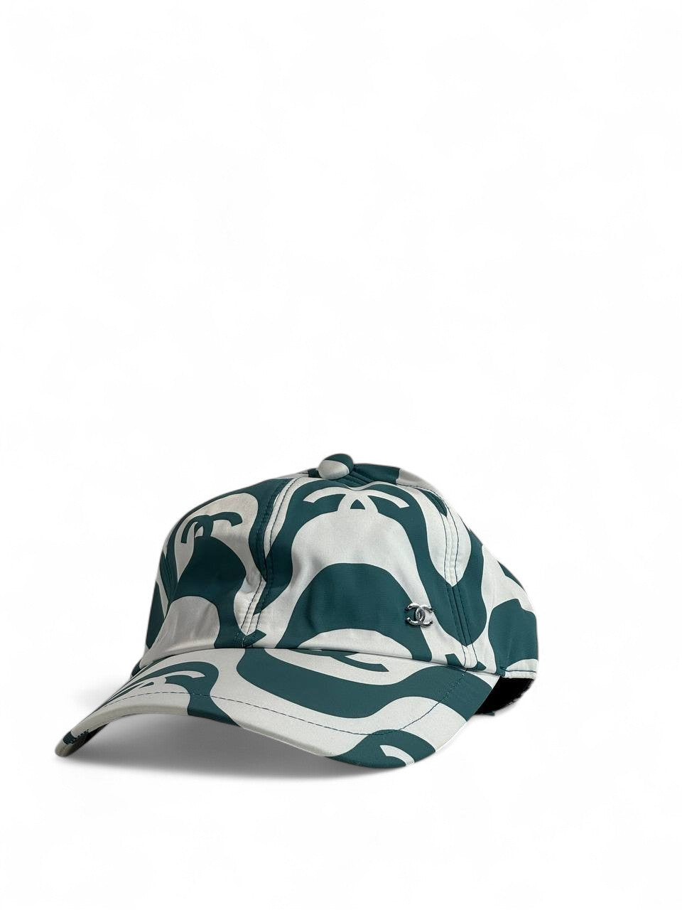 🧢 Chanel Abstract Green & White Pattern Cap 💚🤍