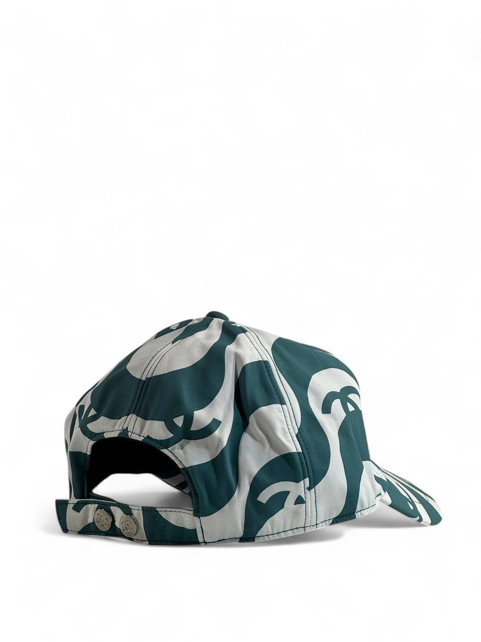 🧢 Chanel Abstract Green & White Pattern Cap 💚🤍
