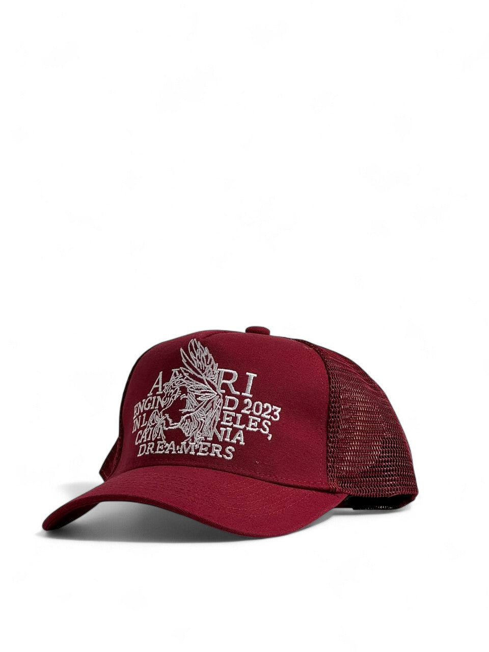 Amiri “Dreamers” Trucker Cap 🧢 – Burgundy Red | LA Luxury Streetwear ✨