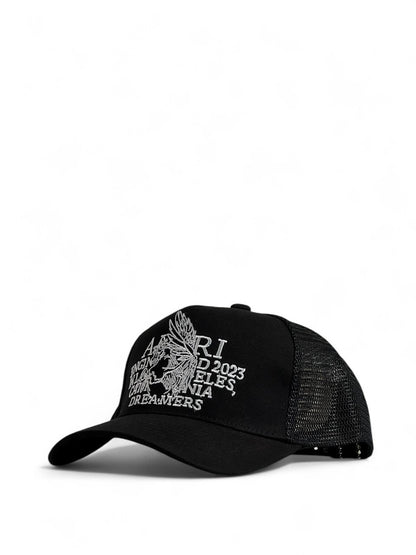 Amiri “Dreamers” Trucker Cap 🧢 – Black | LA Luxury Streetwear 🦅