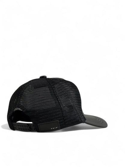 Amiri Black Trucker Cap 🧢 – Leather Look | Luxury Streetwear 🖤