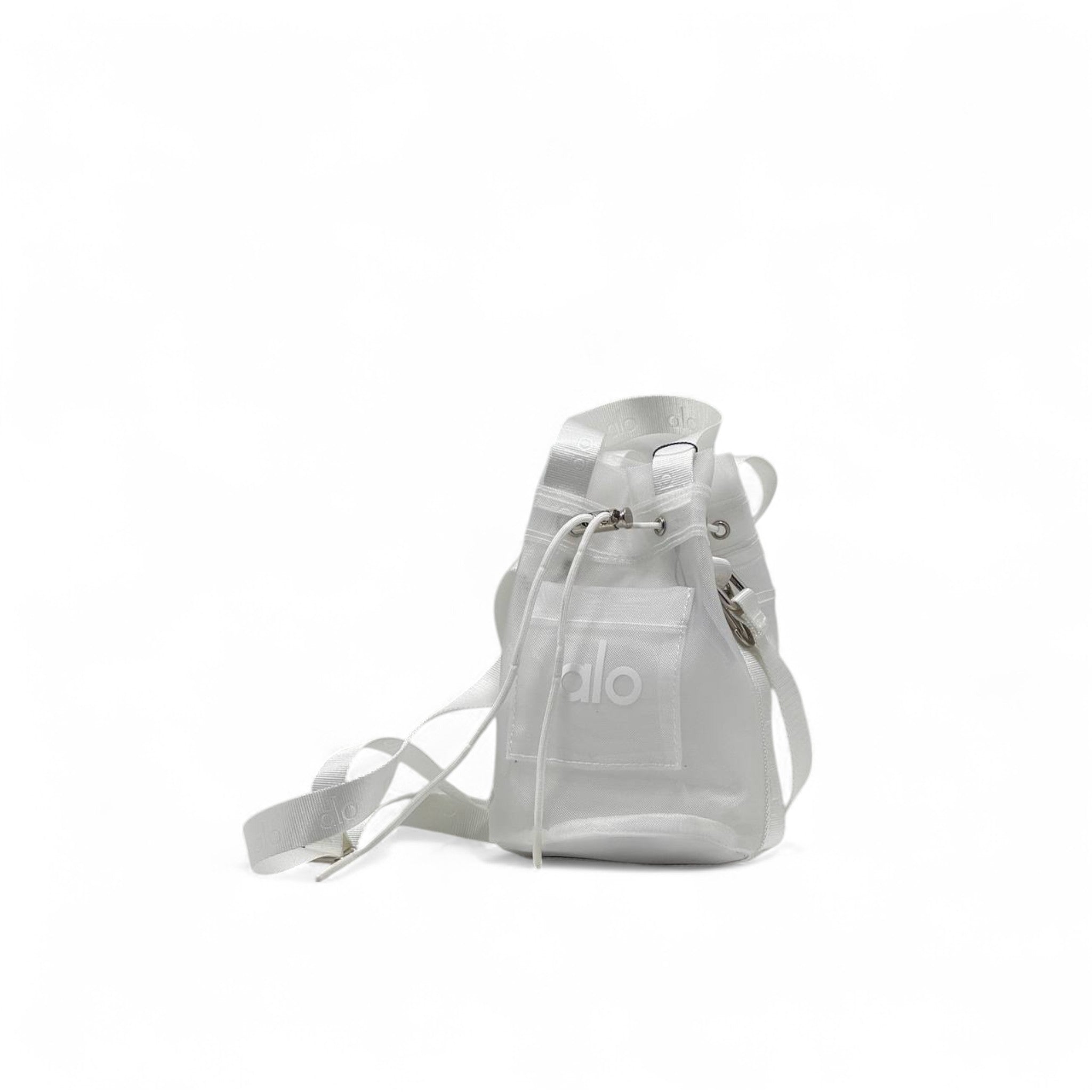 👜 Alo Mini Crossbody Bucket Bag – Sleek White | Adjustable Strap & Carabiner Clip
