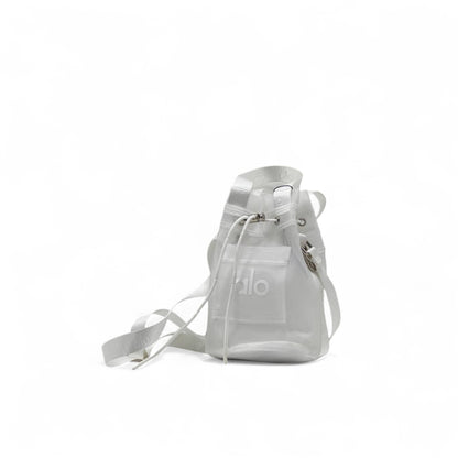 👜 Alo Mini Crossbody Bucket Bag – Sleek White | Adjustable Strap & Carabiner Clip