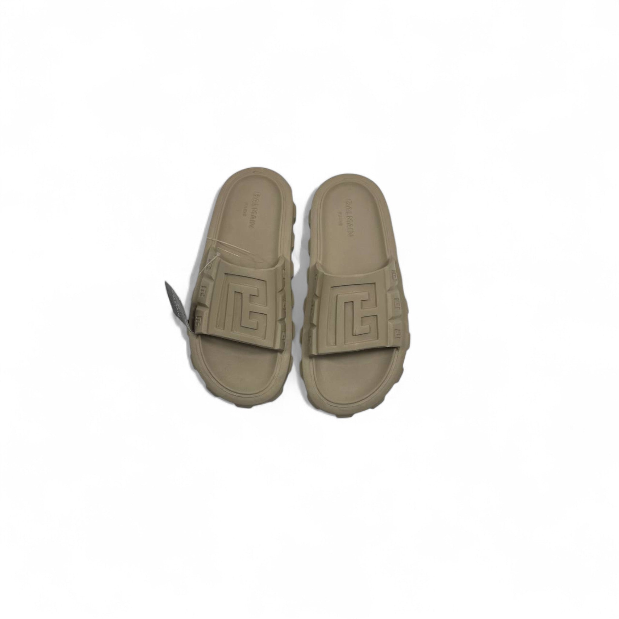 Balmain Beige Rubber Slides 🩴 – Bold & Iconic Comfort