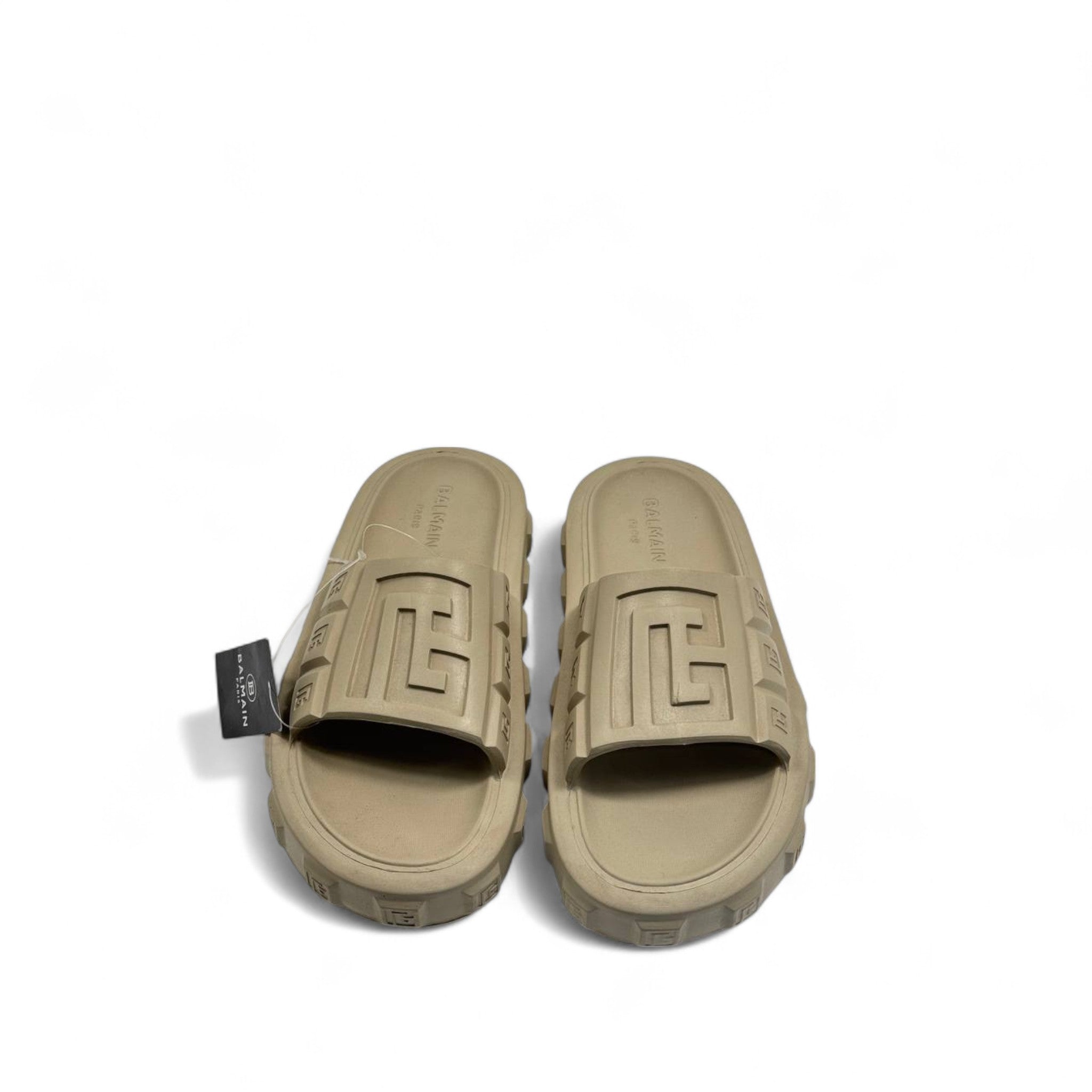 Balmain Beige Rubber Slides 🩴 – Bold & Iconic Comfort