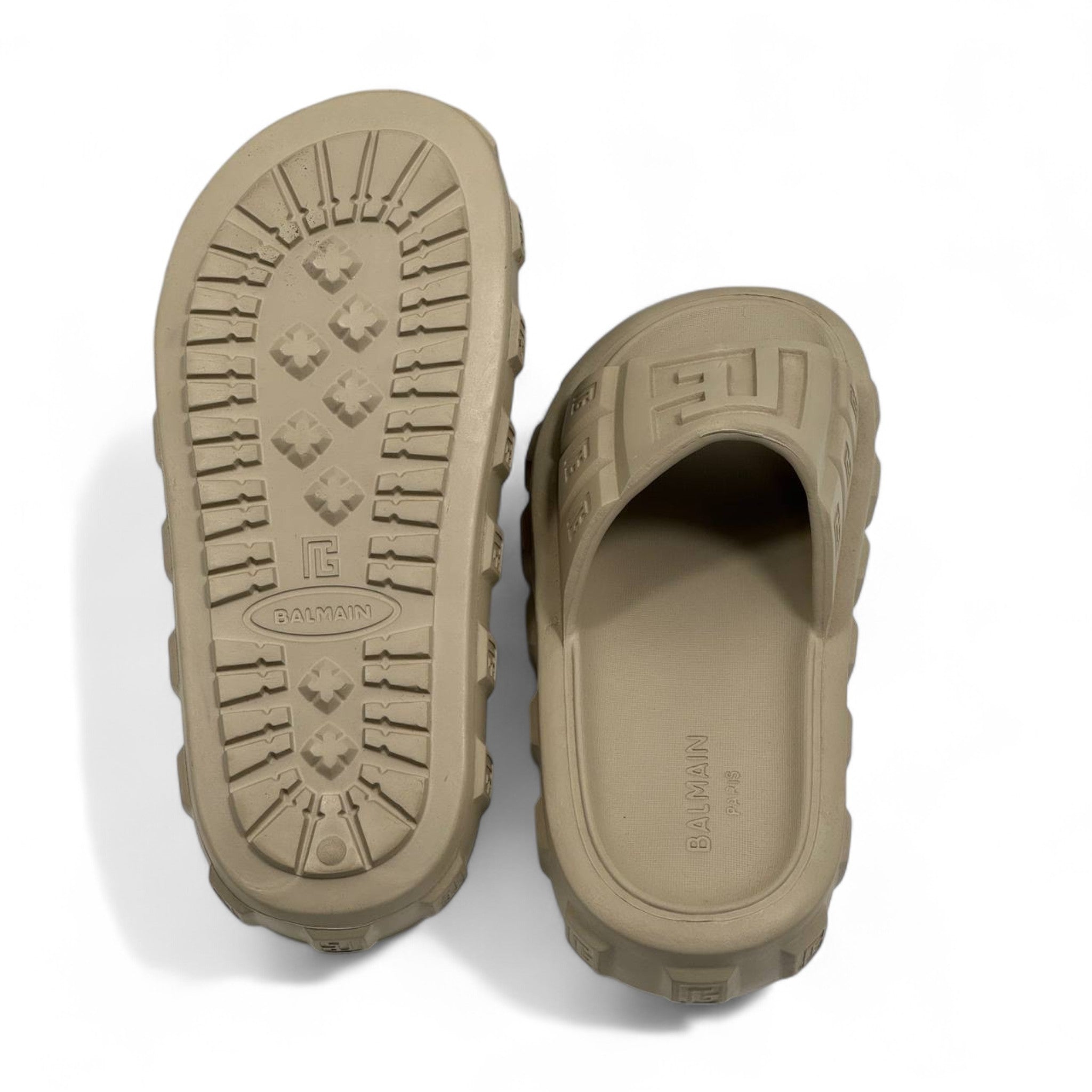 Balmain Beige Rubber Slides 🩴 – Bold & Iconic Comfort
