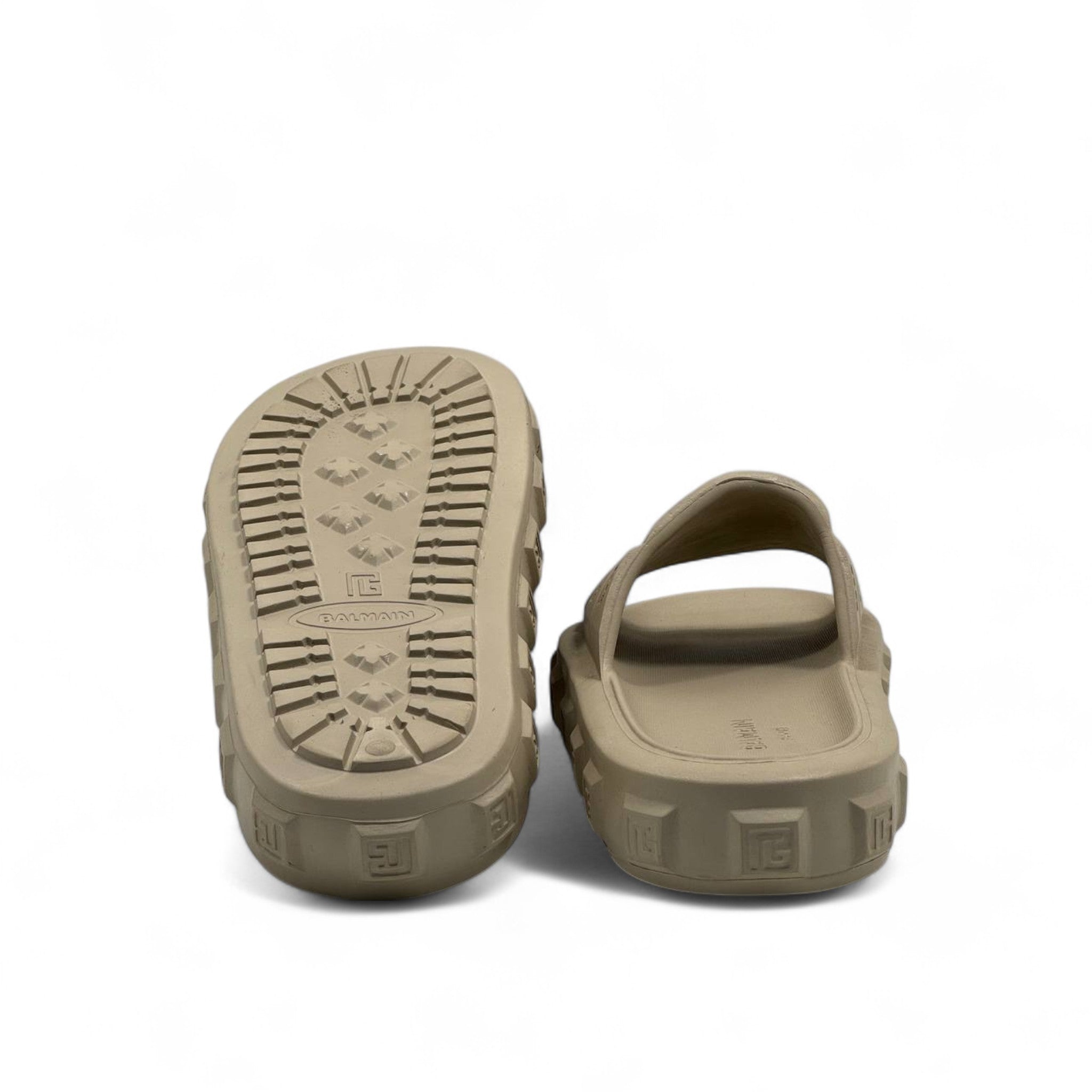 Balmain Beige Rubber Slides 🩴 – Bold & Iconic Comfort