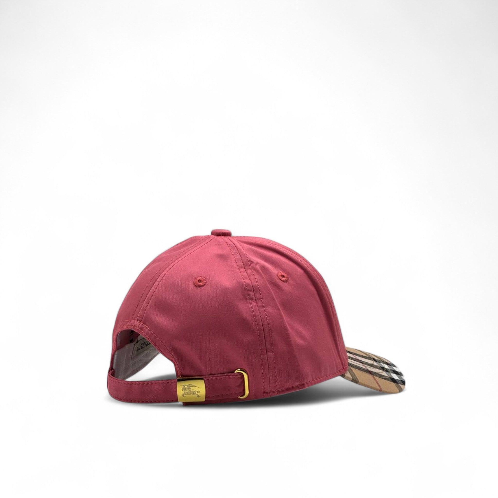 Burberry "B" Red Cap with Check Visor 💥 – Signature British Style 🇬🇧