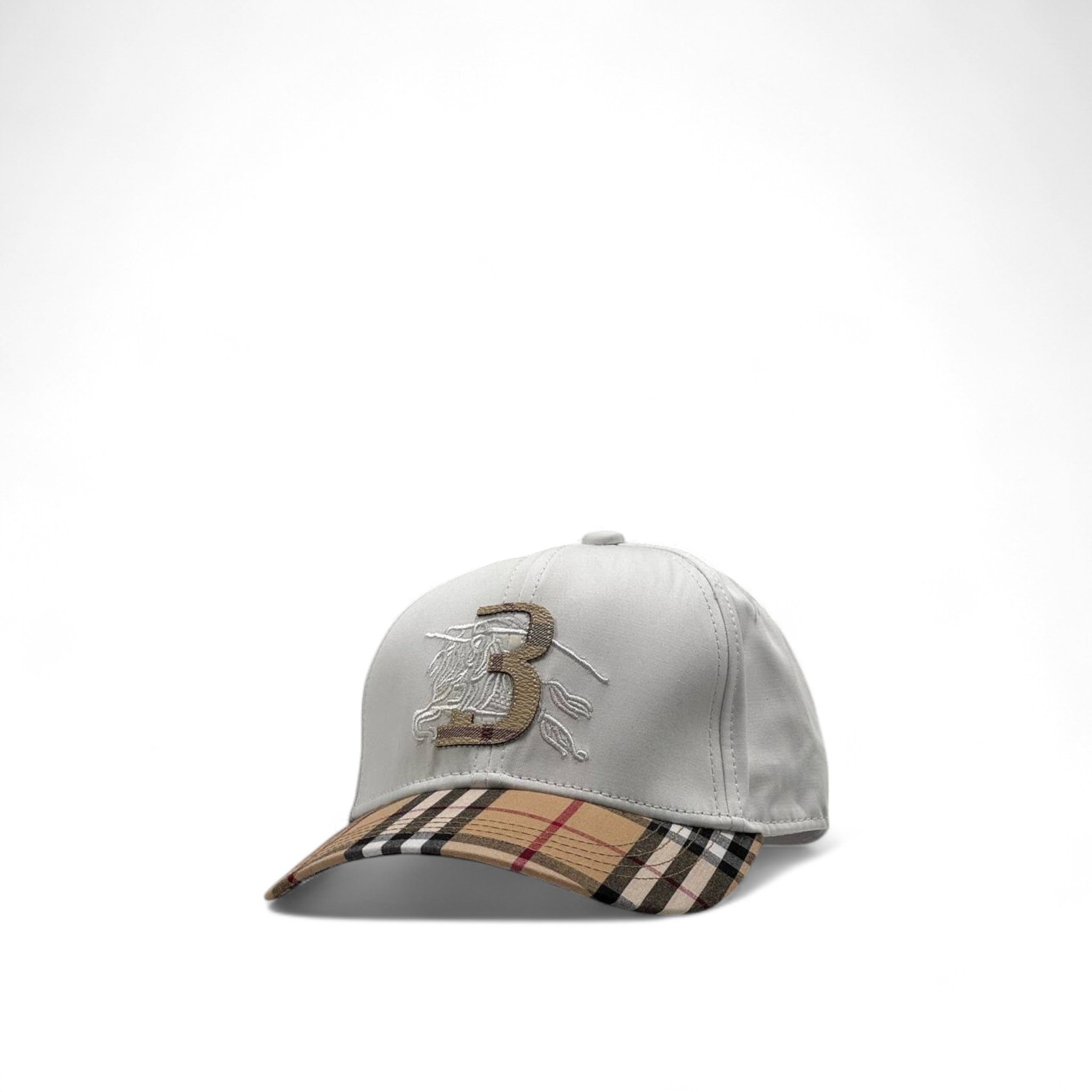 Burberry "B" White Cap with Signature Check Visor 🤍 – Timeless British Chic