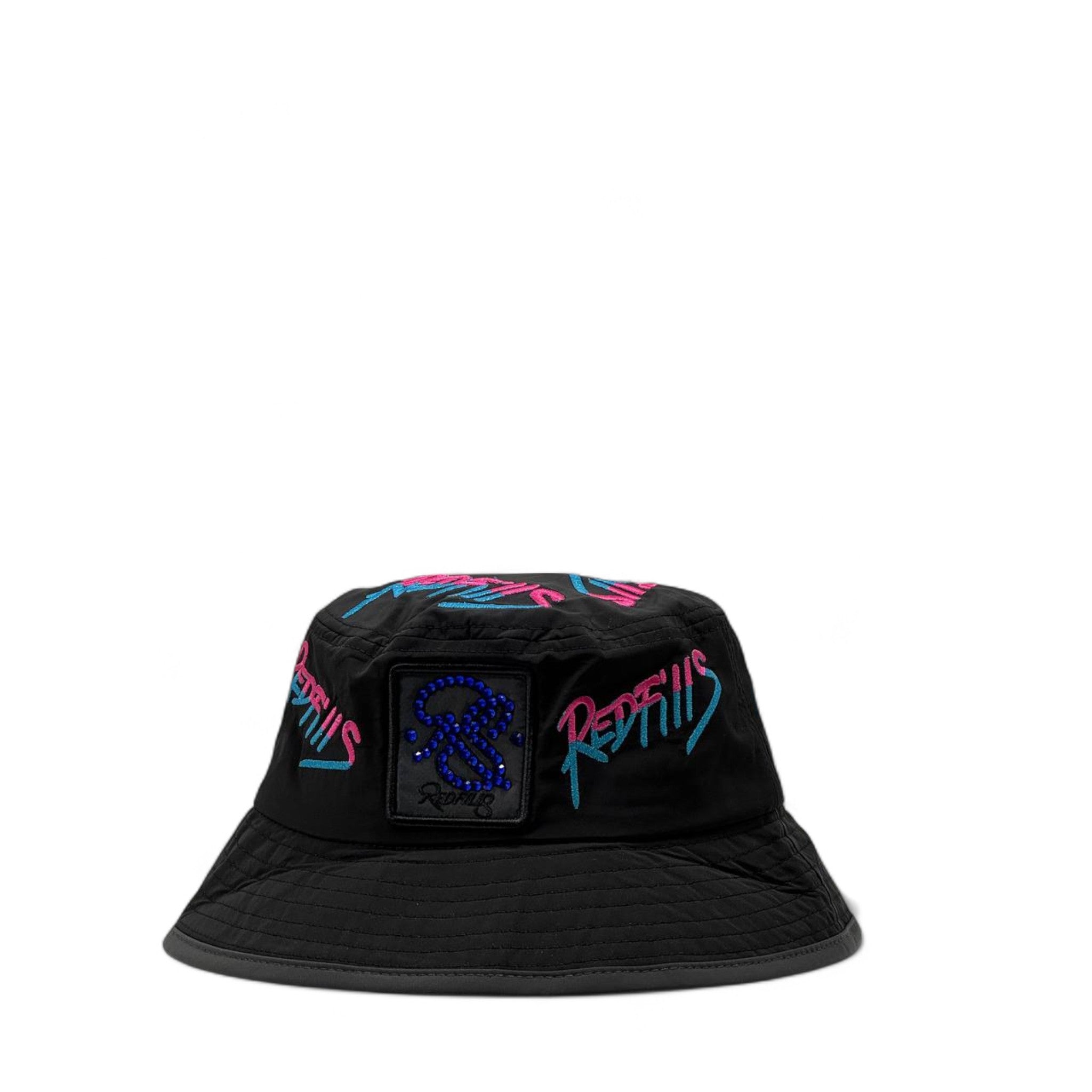 🎨 Redfills Graffiti-Style Bucket Hat – Neon Pop on Black 🧢