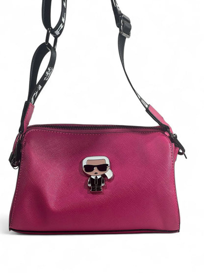 ✨ Karl Lagerfeld Pink Crossbody Bag – Iconic Strap & Cartoon Charm 👜💖