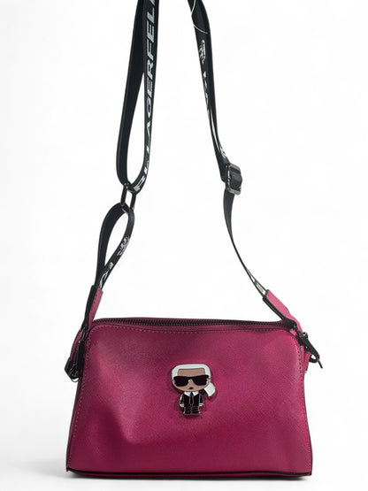 ✨ Karl Lagerfeld Pink Crossbody Bag – Iconic Strap & Cartoon Charm 👜💖