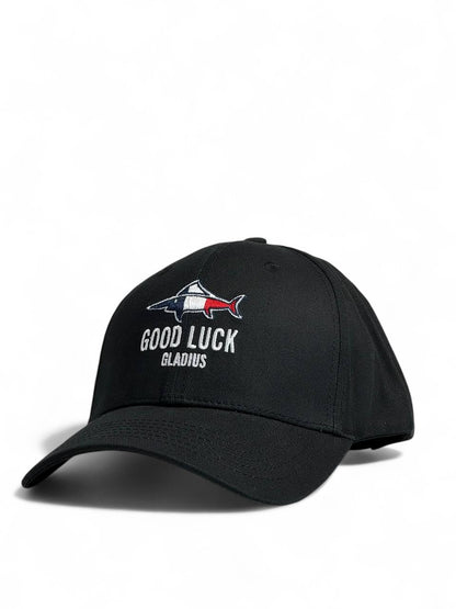 🦈 Good Luck Gladius Black Cap – Embroidered Shark Logo Hat 🧢✨