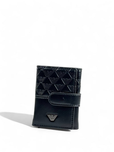 Emporio Armani Black Leather Wallet – Eagle Monogram Design