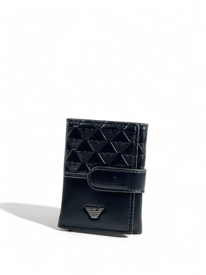 🖤 Emporio Armani Black Leather Wallet – Eagle Monogram Design 🦅✨