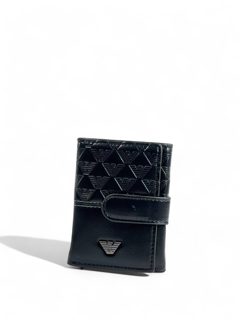 🖤 Emporio Armani Black Leather Wallet – Eagle Monogram Design 🦅✨