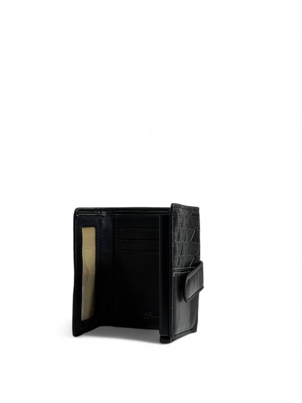 🖤 Emporio Armani Black Leather Wallet – Eagle Monogram Design 🦅✨