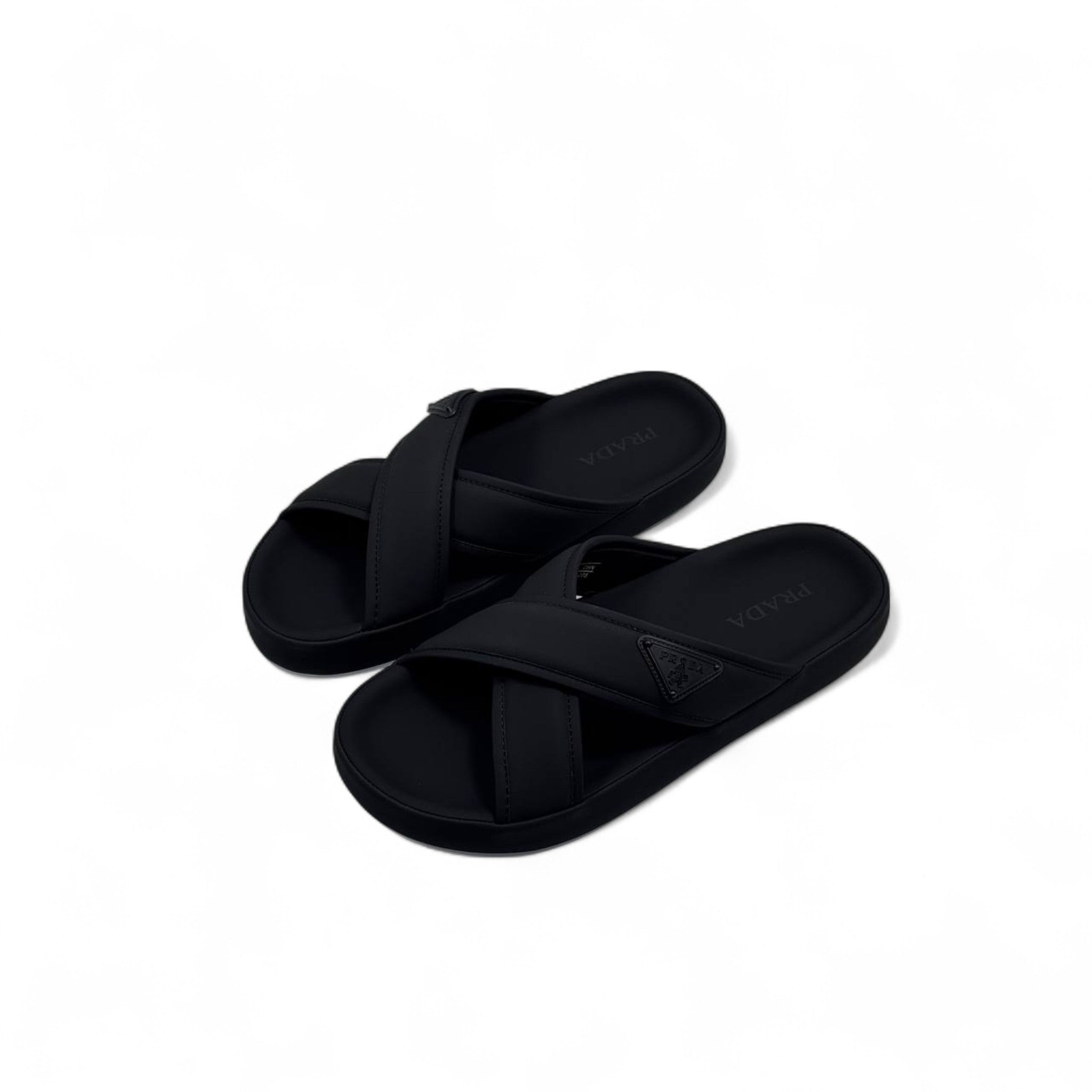 Prada Black Cross-Strap Slides 👣 – Iconic Designer Comfort
