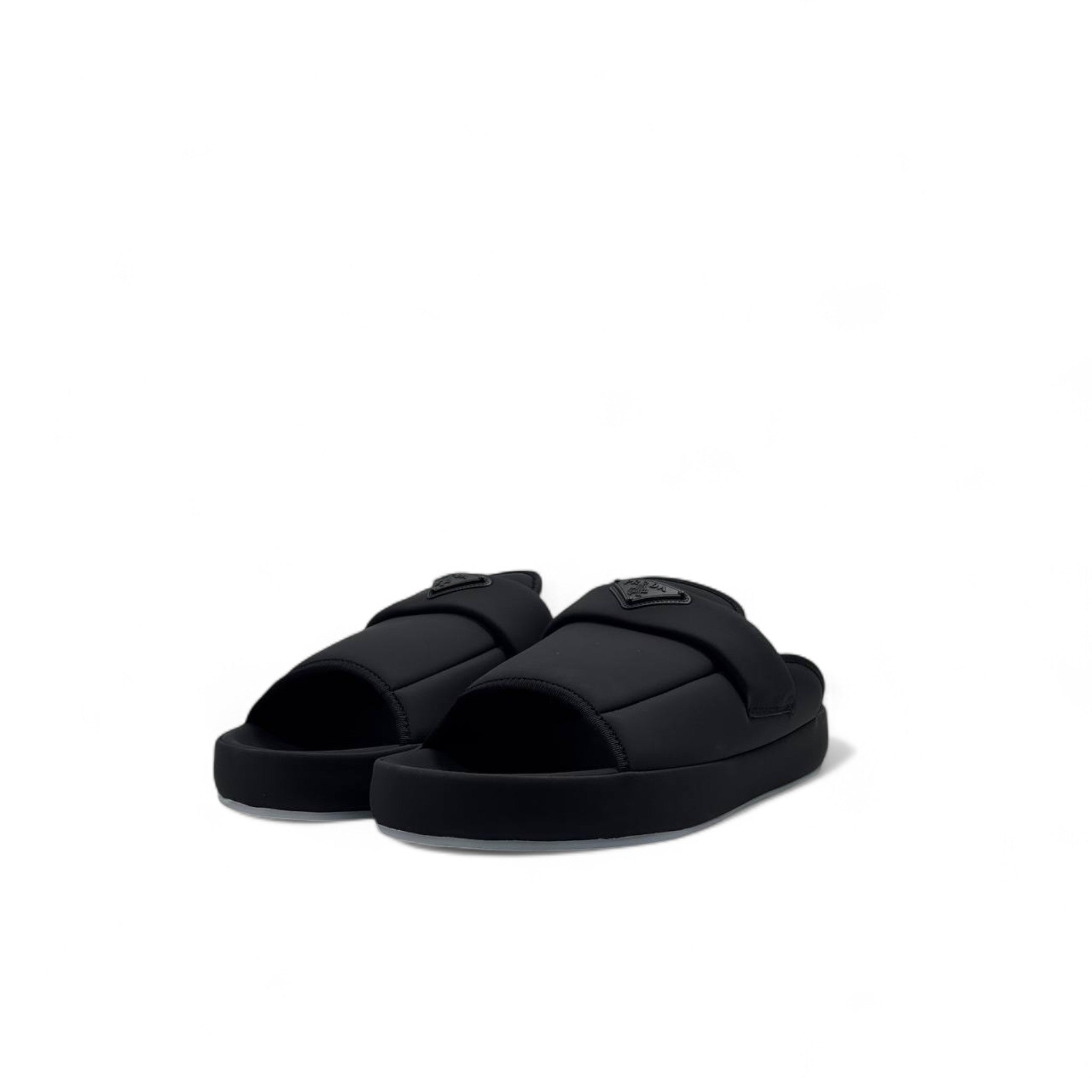 Prada Black Padded Logo Slides 🖤 – Sleek Luxury Comfort