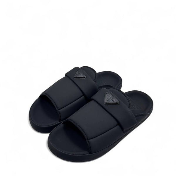 Prada Black Padded Logo Slides 🖤 – Sleek Luxury Comfort