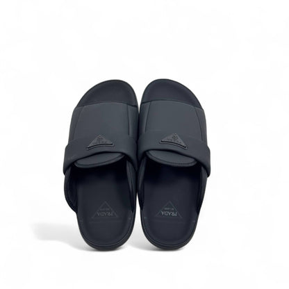 Prada Black Padded Logo Slides 🖤 – Sleek Luxury Comfort