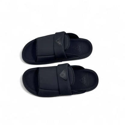 Prada Black Padded Logo Slides 🖤 – Sleek Luxury Comfort