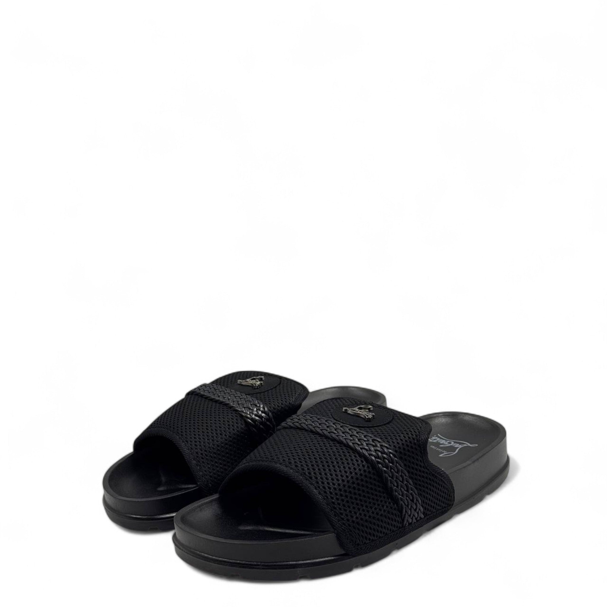 Christian Louboutin Black Mesh Slides 👣 – Luxury Comfort with Signature Style