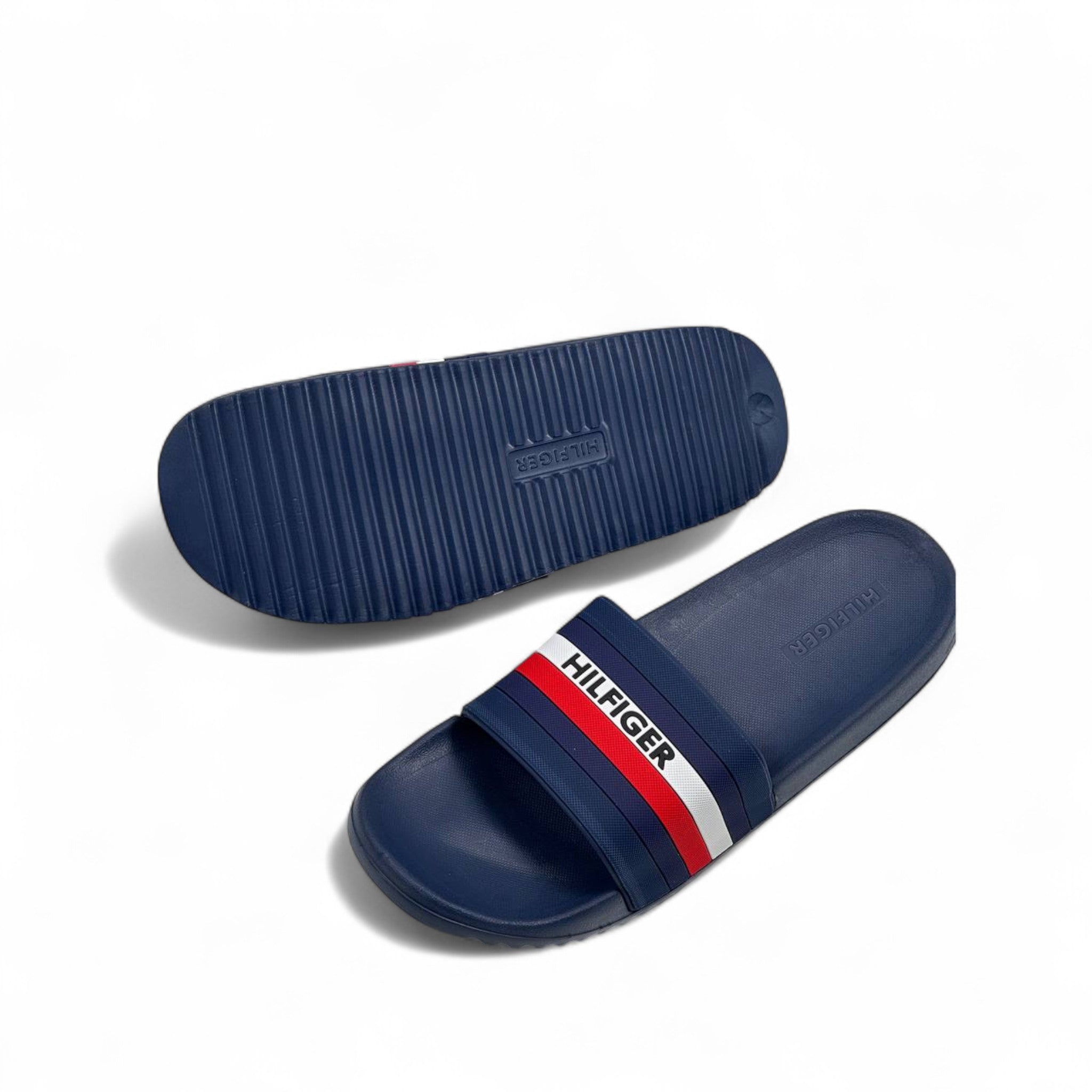 Tommy Hilfiger Navy Slides 🇺🇸 – Classic Comfort with Signature Stripes