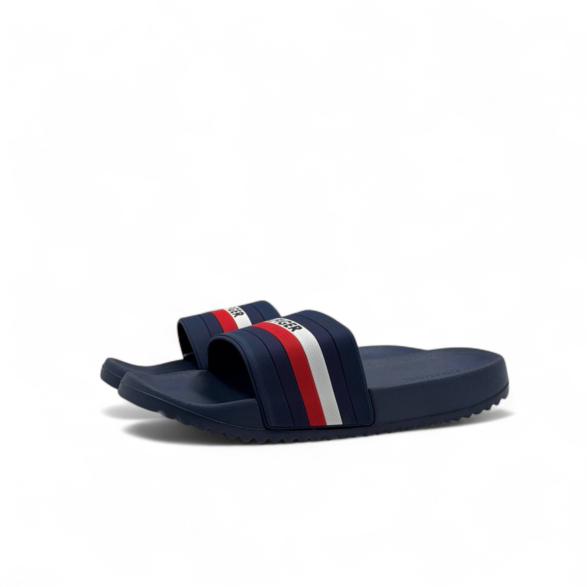 Tommy Hilfiger Navy Slides 🇺🇸 – Classic Comfort with Signature Stripes