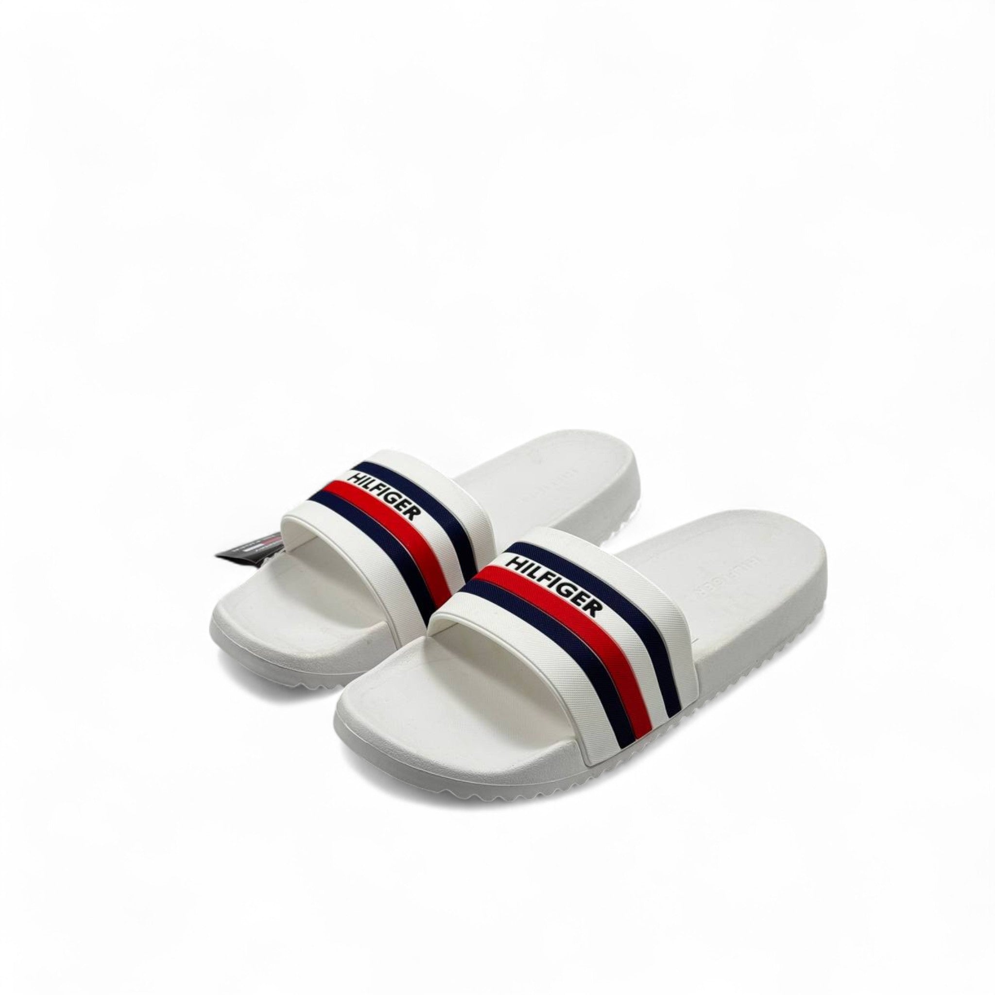 Tommy Hilfiger White Slides ⚪ – Clean Look, Classic Stripes