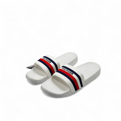 Tommy Hilfiger White Slides ⚪ – Clean Look, Classic Stripes