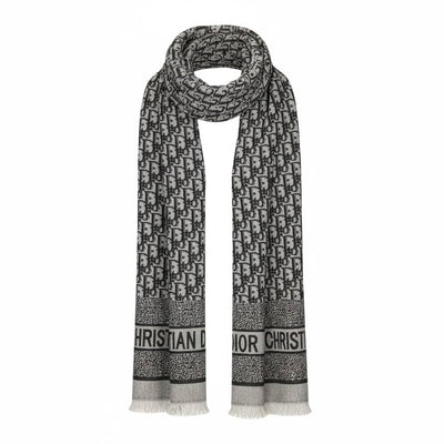 🧣 Dior Oblique Black & Grey Monogram Scarf – Bold Elegance & Iconic Luxury ✨