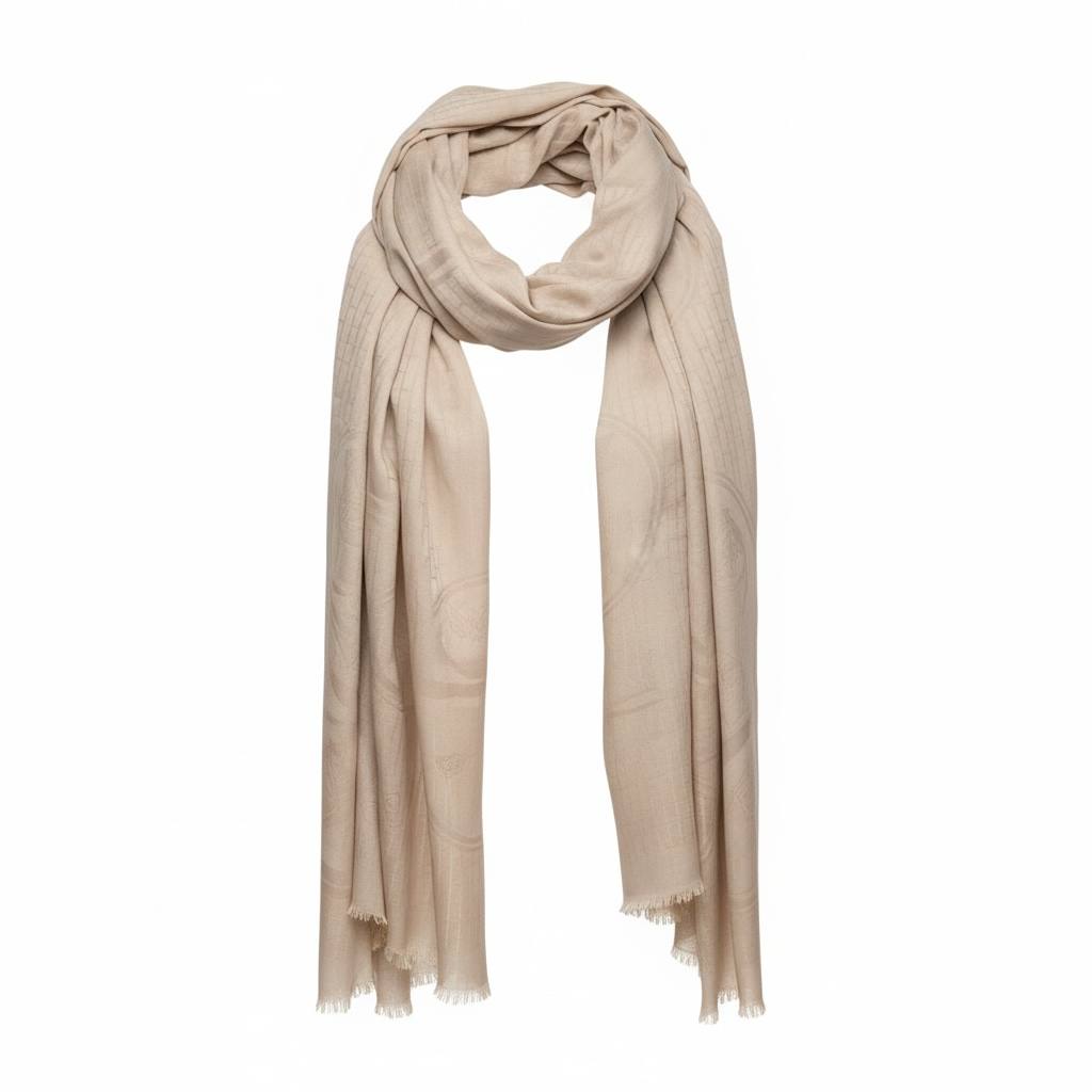 🧣 Hermès Beige Signature Scarf – Understated Luxury & Timeless Elegance ✨