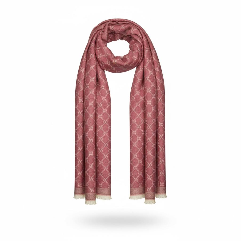 🧣 Gucci GG Monogram Rose Scarf – Iconic Italian Elegance ✨