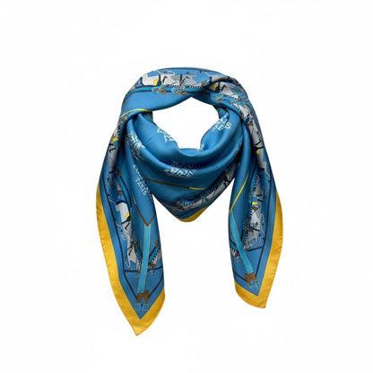 🧣 Hermès Blue Silk Scarf – Iconic Art & Parisian Elegance ✨