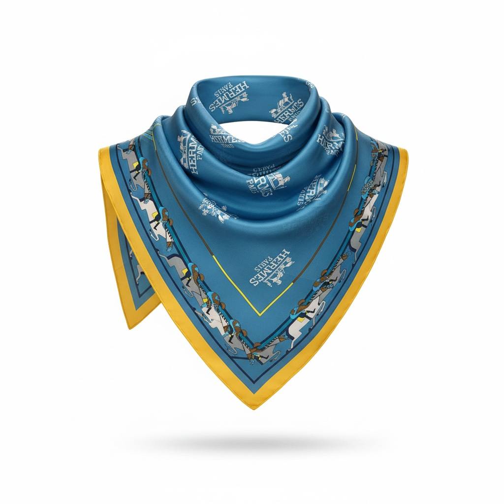 🧣 Hermès Blue Silk Scarf – Iconic Art & Parisian Elegance ✨