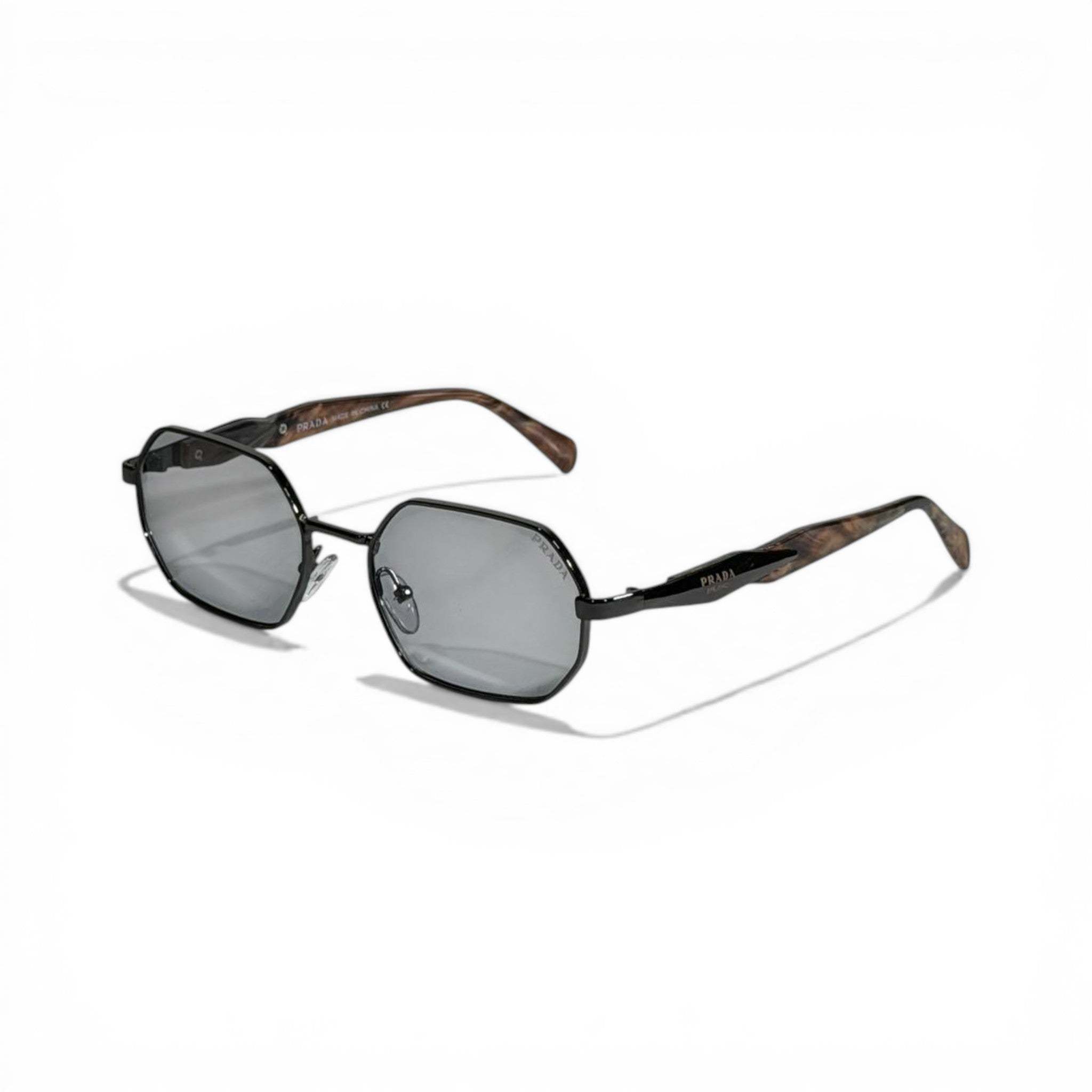 Prada Black Geometric Wood-Touch Sunglasses 🕶️✨🖤