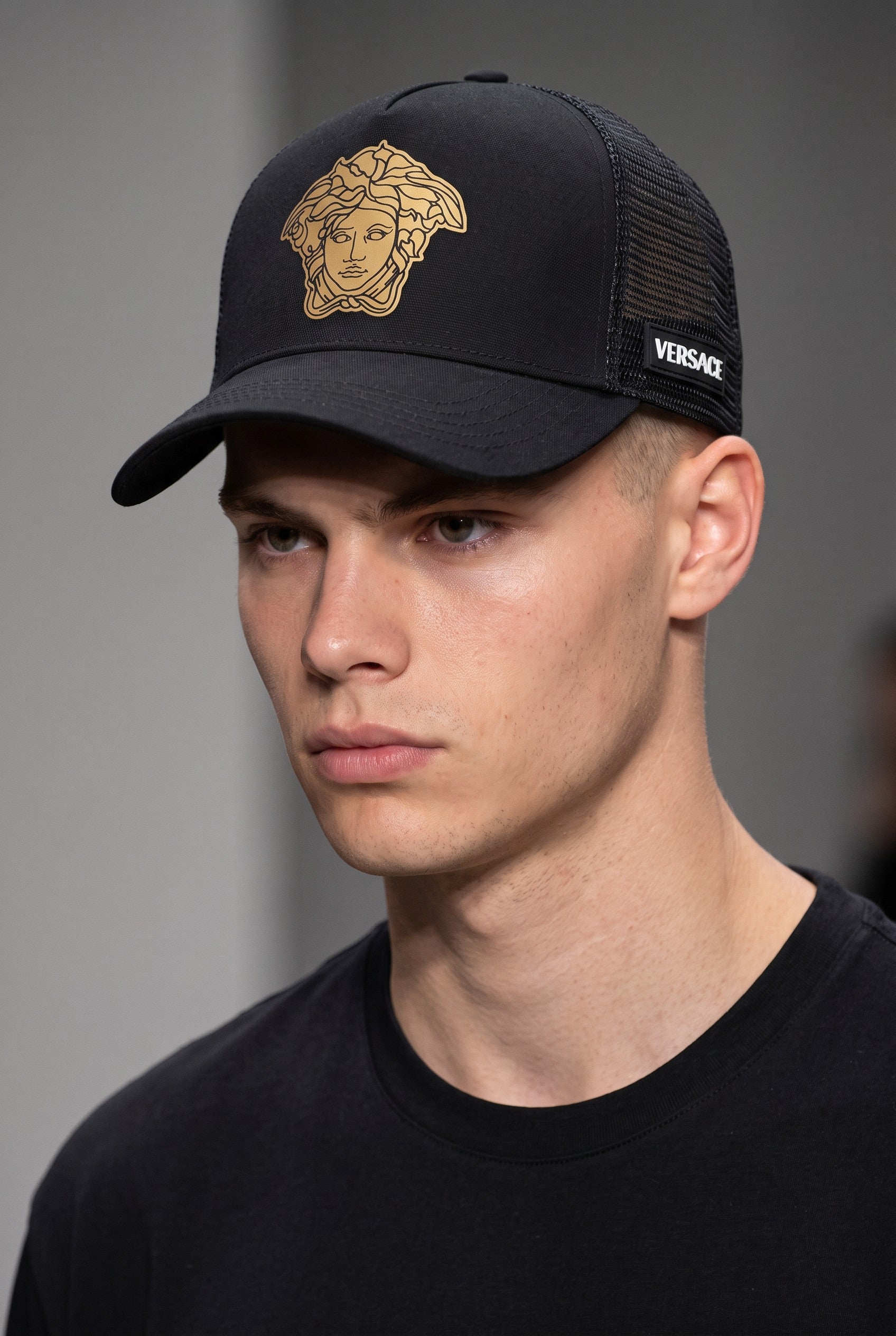 Versace Medusa Trucker Cap – Black & Gold