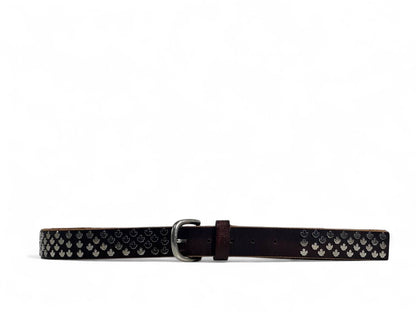 🤎 Dsquared2 Dark Brown Leather Belt – 125 cm | Silver Maple Leaf Design 🍁 | Original Cow Leather 🇮🇹✨