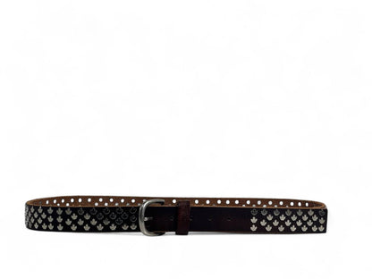 🤎 Dsquared2 Dark Brown Leather Belt – 125 cm | Silver Maple Leaf Design 🍁 | Original Cow Leather 🇮🇹✨