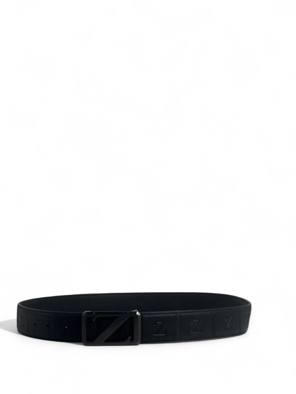 🖤 Z Style Black Belt – 110 cm | Embossed Pattern & Matte Black Buckle 🪄 | Premium Finish ✨
