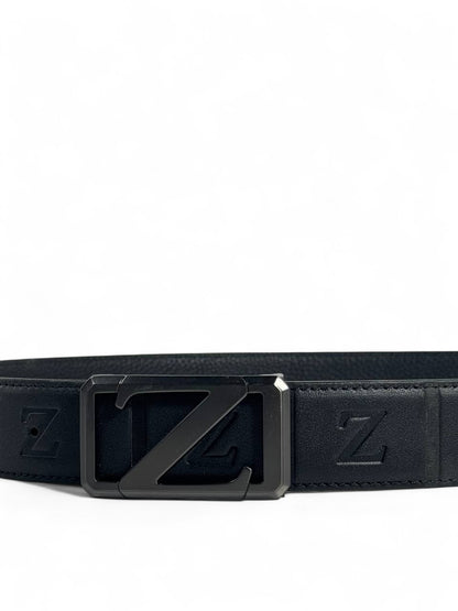 🖤 Z Style Black Belt – 110 cm | Embossed Pattern & Matte Black Buckle 🪄 | Premium Finish ✨