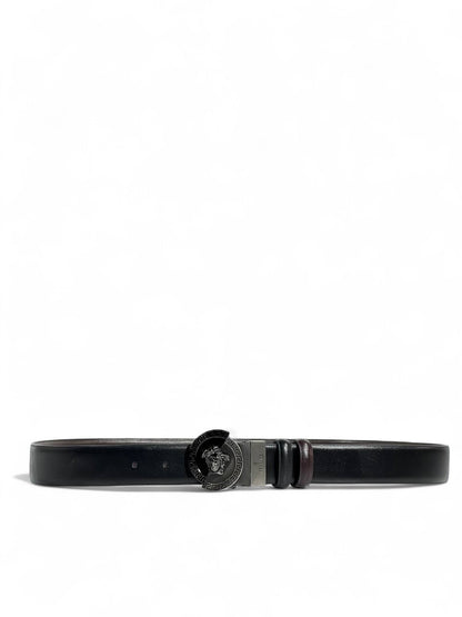 🖤 Versace Style Double-Face Belt – 120 cm | Black Medusa Buckle 🌀👑 | Reversible Premium Finish ✨