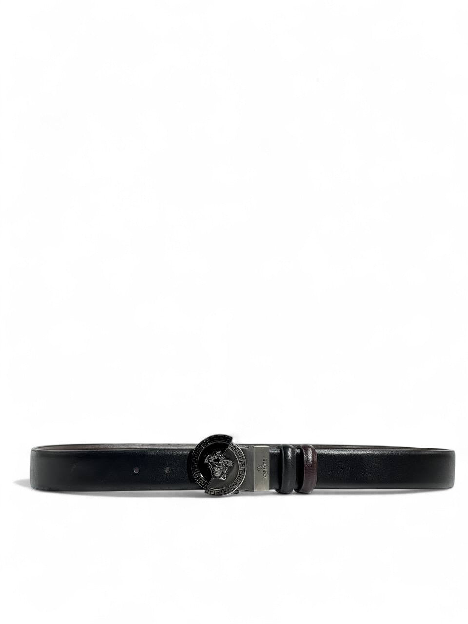 🖤 Versace Style Double-Face Belt – 120 cm | Black Medusa Buckle 🌀👑 | Reversible Premium Finish ✨