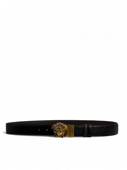 🖤 Versace Style Double-Face Belt – 120 cm | Gold Medusa Buckle 👑 | Reversible Premium Finish ✨